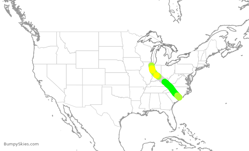Turbulence forecast map for SWA704, MDW to MYR