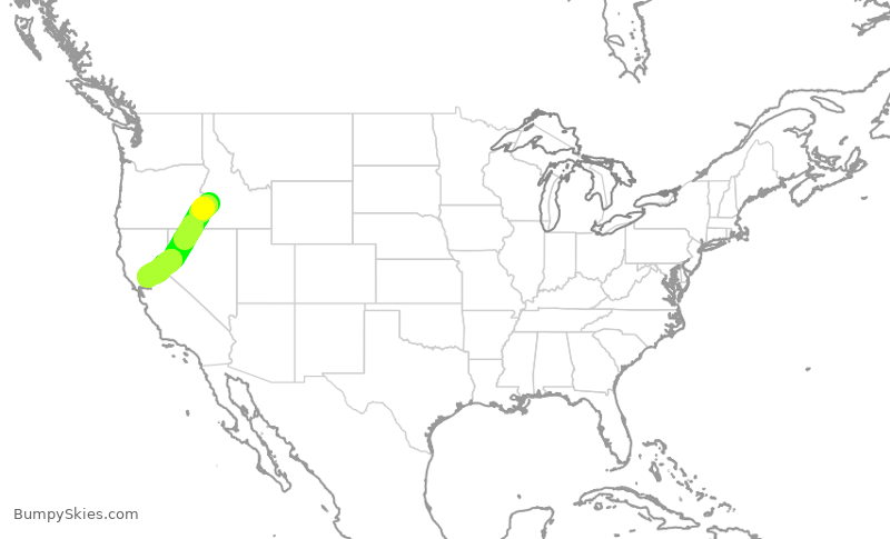 Turbulence forecast map for SWA717, BOI to SMF