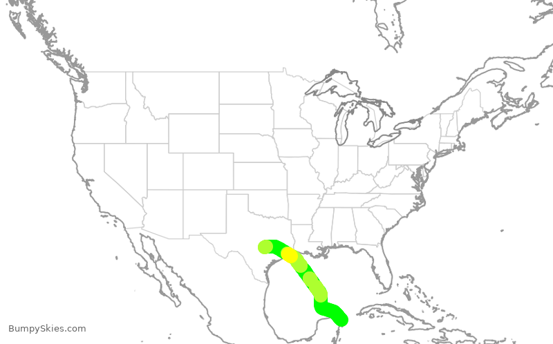 Turbulence forecast map for SWA718, AUS to CUN