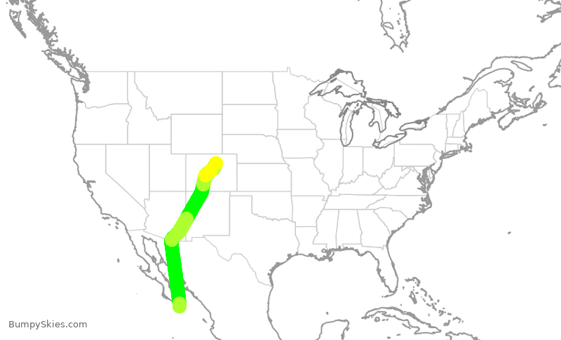 Turbulence forecast map for SWA723, SJD to DEN