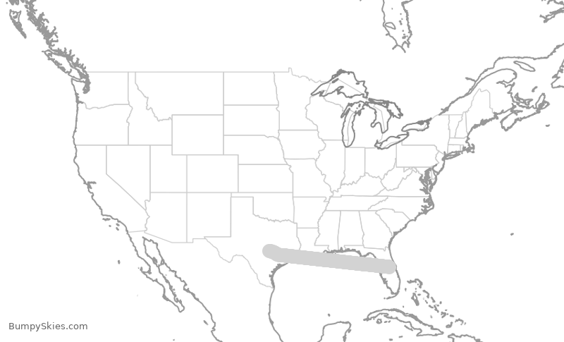 Turbulence forecast map for SWA725, MCO to AUS