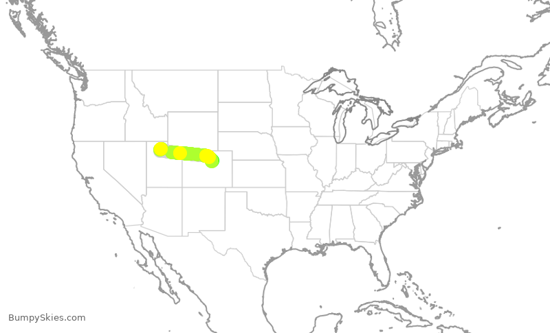 Turbulence forecast map for SWA725, SLC to DEN