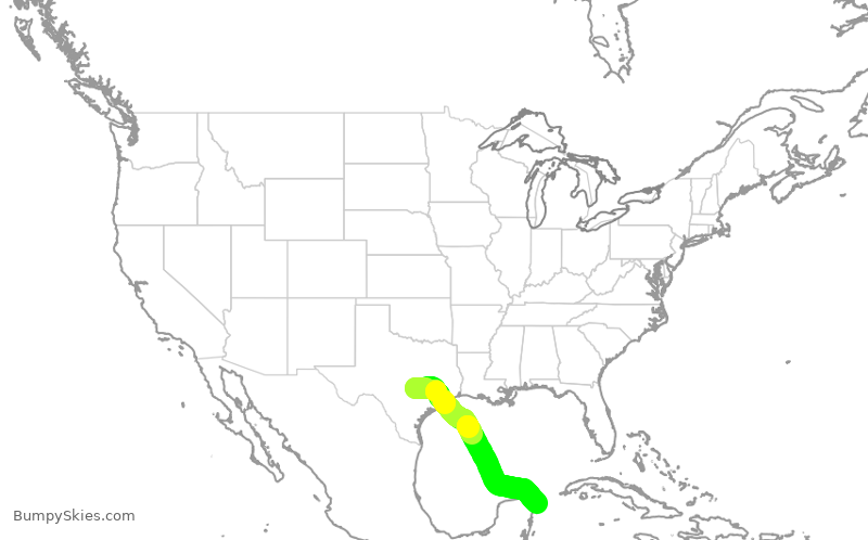 Turbulence forecast map for SWA728, AUS to CUN
