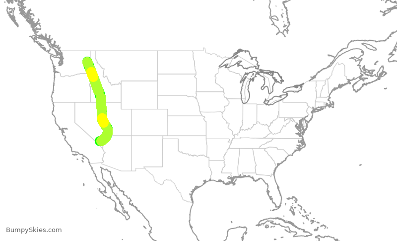 Turbulence forecast map for SWA732, GEG to LAS