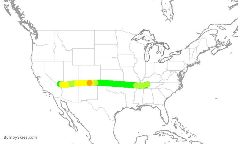 Turbulence forecast map for SWA732, LAS to BNA