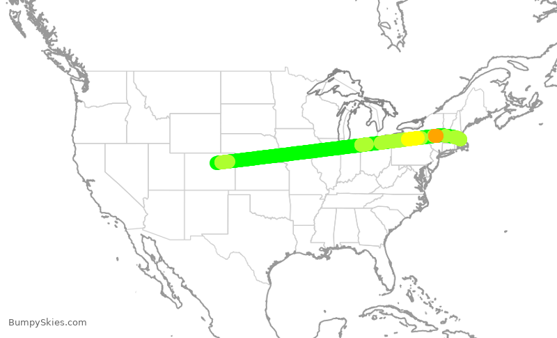 Turbulence forecast map for SWA735, DEN to BOS