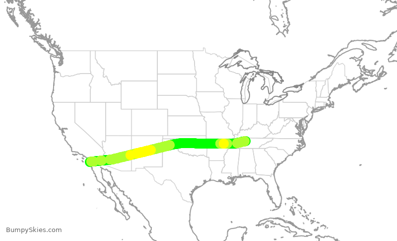 Turbulence forecast map for SWA738, SAN to BNA