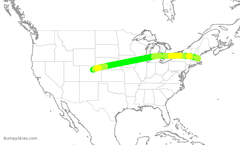 Turbulence forecast map for SWA742, BOS to DEN