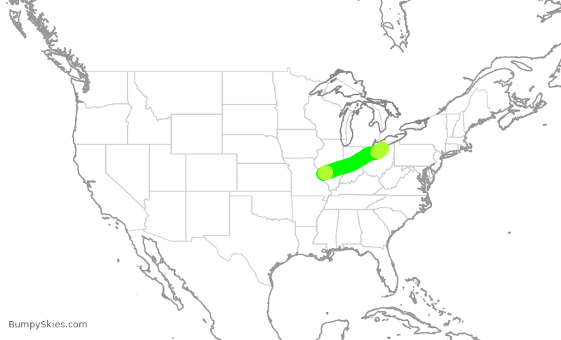 Turbulence forecast map for SWA747, CLE to STL