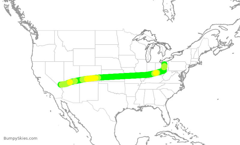 Turbulence forecast map for SWA747, LAS to CLE
