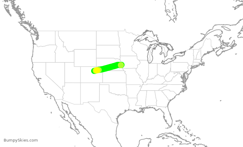 Turbulence forecast map for SWA748, DEN to OMA
