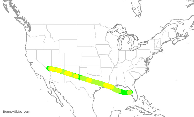 Turbulence forecast map for SWA759, LAS to TPA