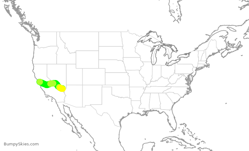 Turbulence forecast map for SWA765, OAK to LAS