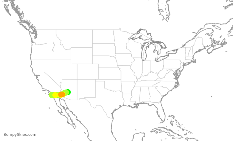 Turbulence forecast map for SWA765, SAN to PHX
