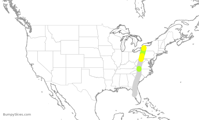 Turbulence forecast map for SWA769, BUF to TPA
