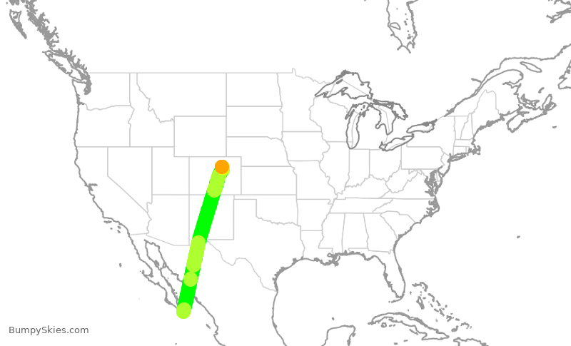 Turbulence forecast map for SWA772, DEN to SJD