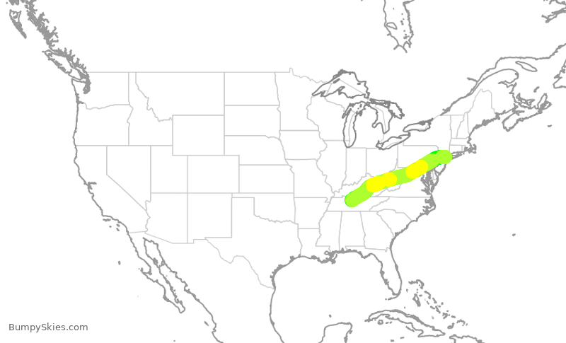 Turbulence forecast map for SWA775, LGA to BNA