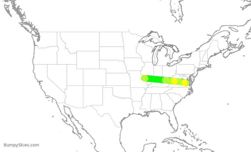 Turbulence forecast map for SWA793, STL to RIC