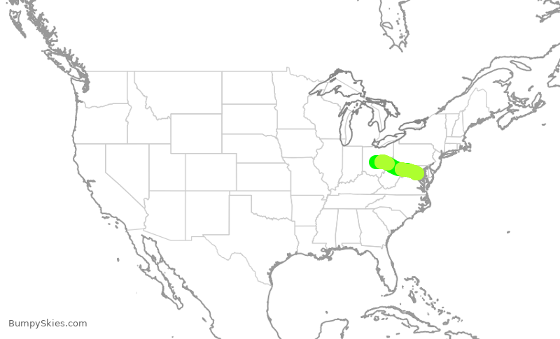 Turbulence forecast map for SWA8003, CMH to DCA