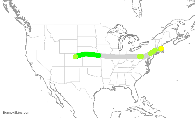 Turbulence forecast map for SWA801, BOS to DEN