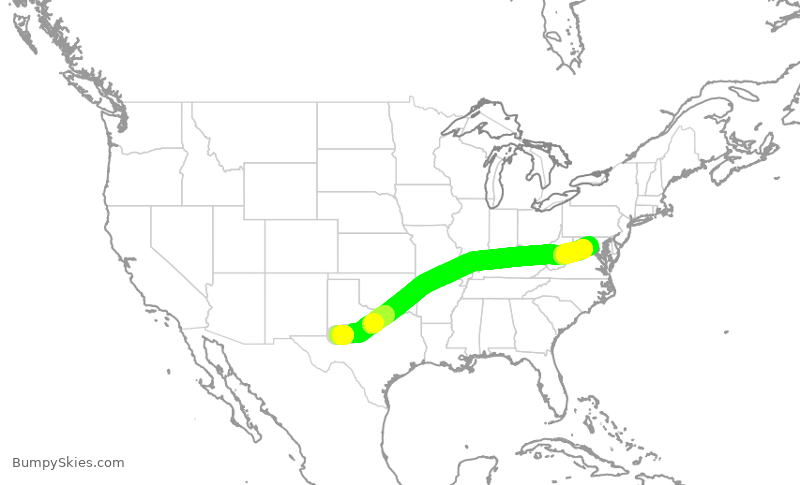 Turbulence forecast map for SWA8021, MAF to IAD