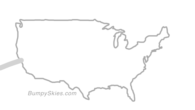 Map of continental US with illustrated flight path and turbulence forecast (described in text below)