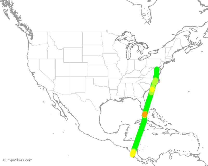 Turbulence forecast map for SWA809, BWI to LIR