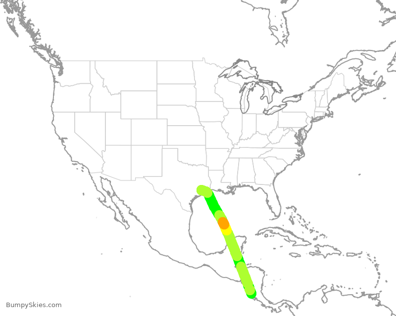 Turbulence forecast map for SWA817, LIR to HOU