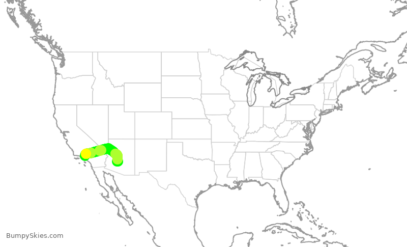 Turbulence forecast map for SWA820, BUR to PHX