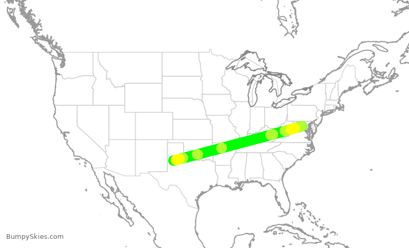 Turbulence forecast map for SWA8220, IAD to LBB