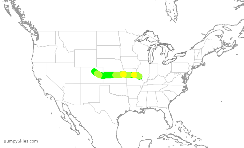 Turbulence forecast map for SWA824, STL to DEN