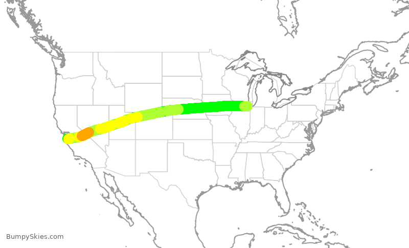 Turbulence forecast map for SWA826, MDW to SJC