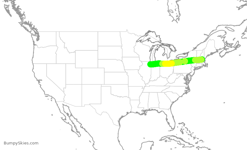 Turbulence forecast map for SWA830, MDW to MHT