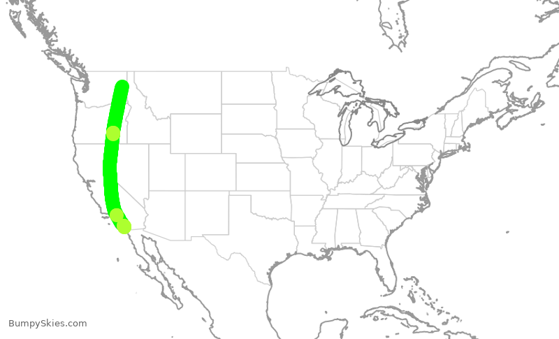 Turbulence forecast map for SWA833, GEG to SAN