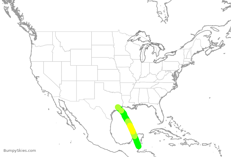 Turbulence forecast map for SWA837, HOU to BZE