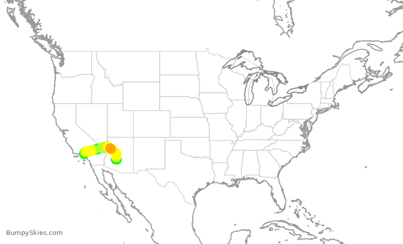 Turbulence forecast map for SWA839, BUR to PHX