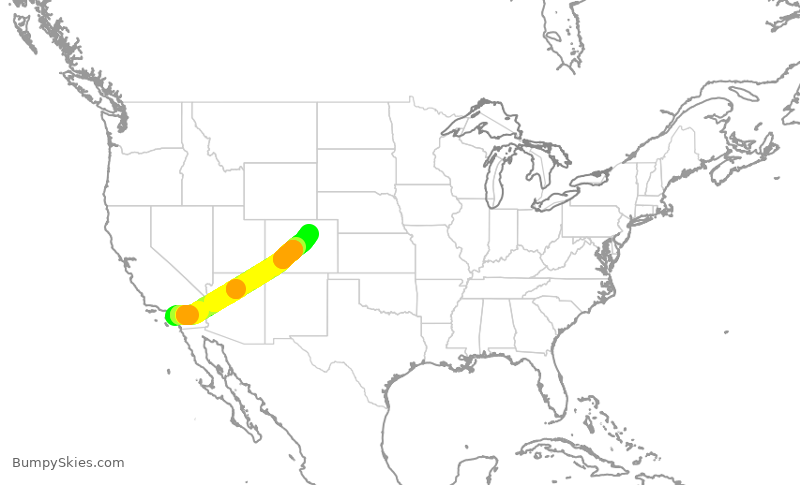 Turbulence forecast map for SWA839, SNA to DEN