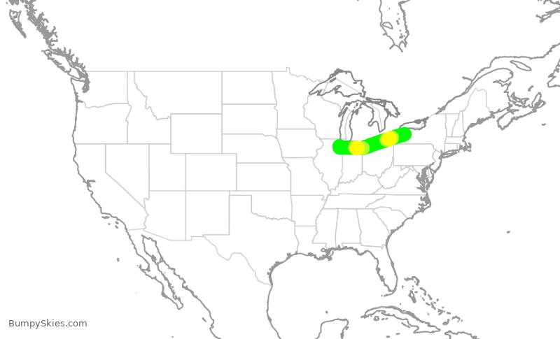 Turbulence forecast map for SWA840, BUF to MDW