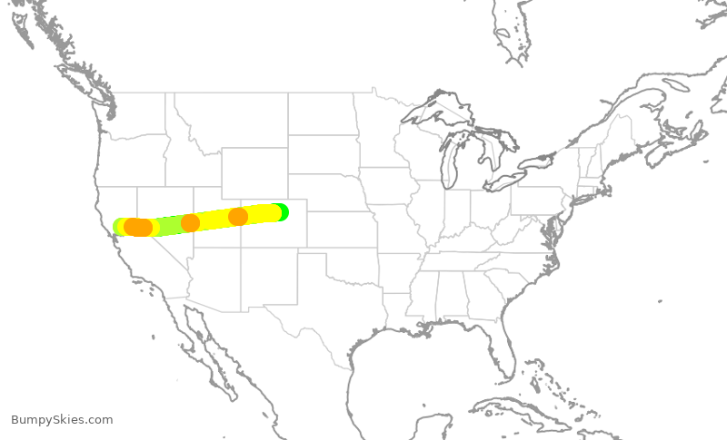 Turbulence forecast map for SWA840, DEN to SMF