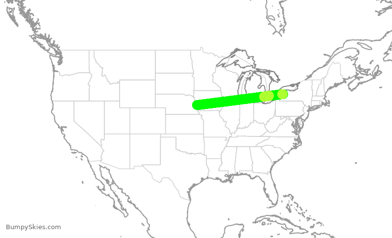 Turbulence forecast map for SWA843, OMA to BUF