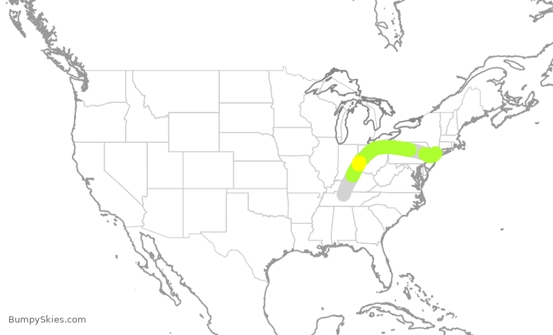 Turbulence forecast map for SWA849, BNA to LGA