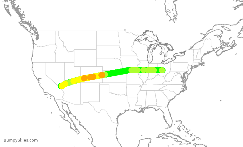 Turbulence forecast map for SWA849, CMH to LAS