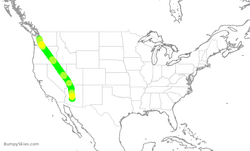 Turbulence forecast map for SWA8500, BFI to PHX
