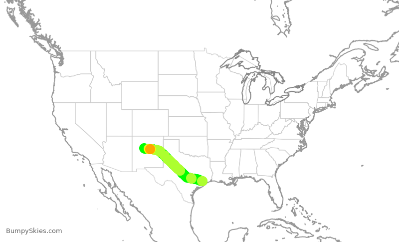 Turbulence forecast map for SWA8501, HOU to ABQ