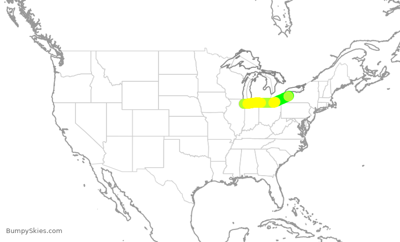 Turbulence forecast map for SWA8503, MDW to BUF