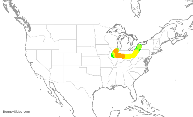 Turbulence forecast map for SWA8504, BUF to MDW