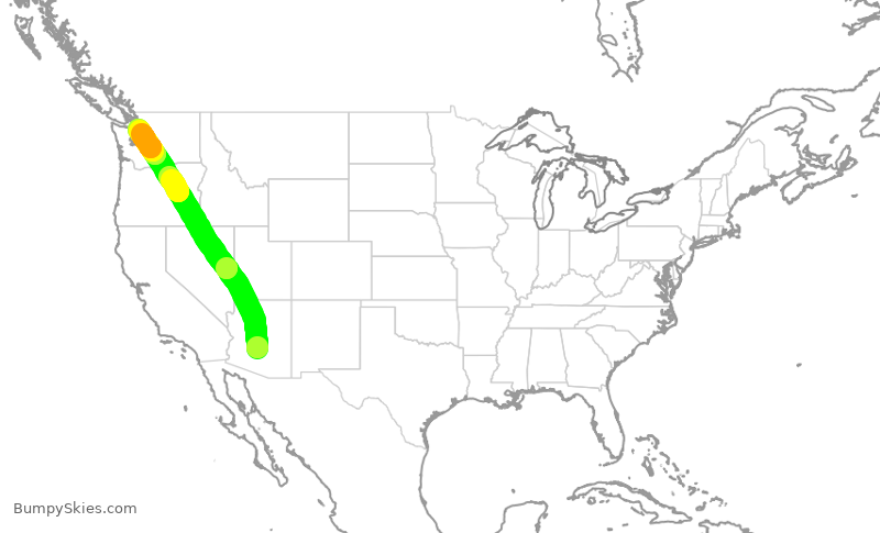 Turbulence forecast map for SWA8505, PHX to PAE