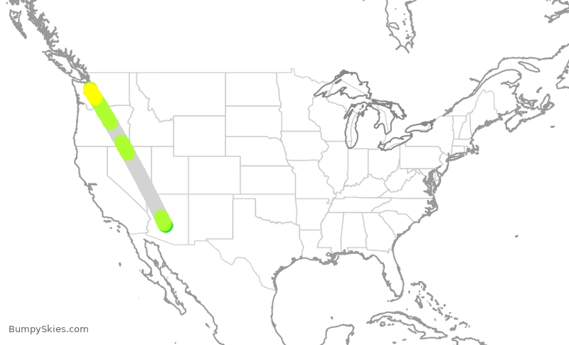 Turbulence forecast map for SWA8506, BFI to PHX