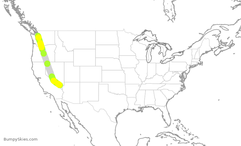 Turbulence forecast map for SWA8510, LAS to PAE