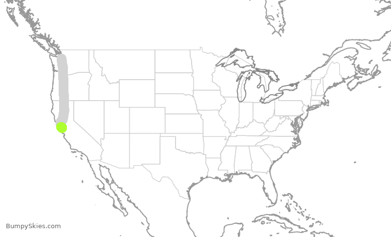 Turbulence forecast map for SWA8519, PAE to OAK
